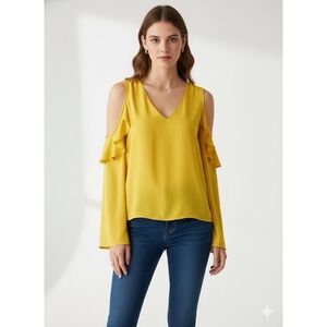 Women's Yellow Long Sleeve Blouse Size Medium Lush Brand